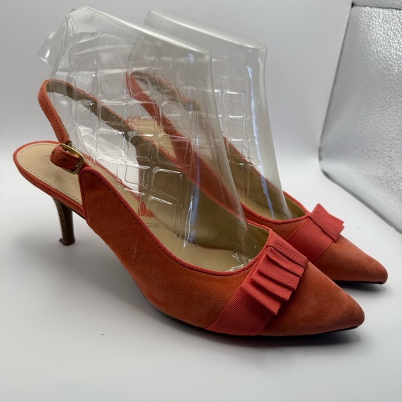 Adrienne Vittadini Coral Kitten Heels With Bow Detail Slingback Size 8.5 - Picture 1 of 5